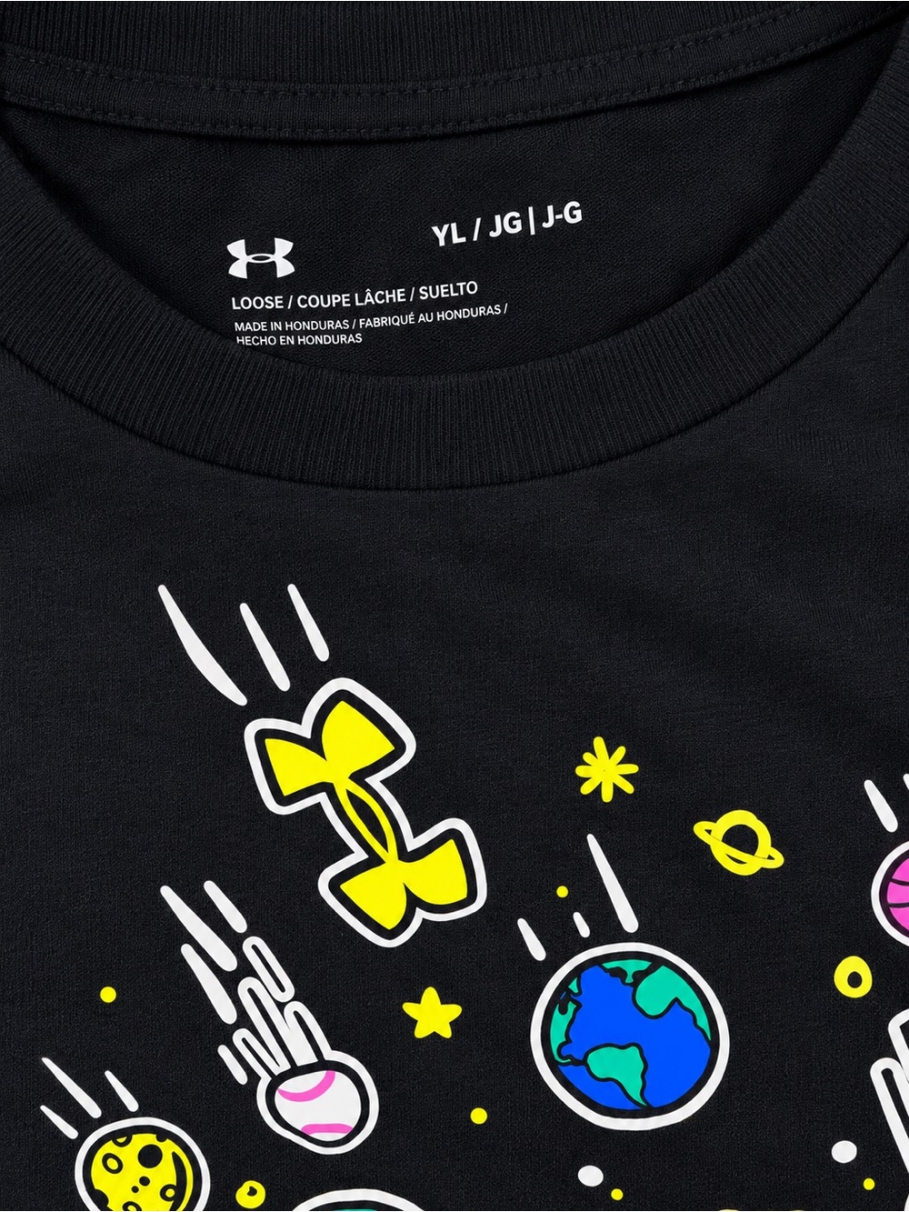 Under Armour Youth Large Loose Fit Space Baseball Graphic T-Shirt